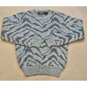 Mirell Knit Sweater Mens S Wool Blend Pullover Crewneck 90s Zebra Vintage